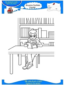Çocuklar İçin Kitaplık Boyama Sayfaları 